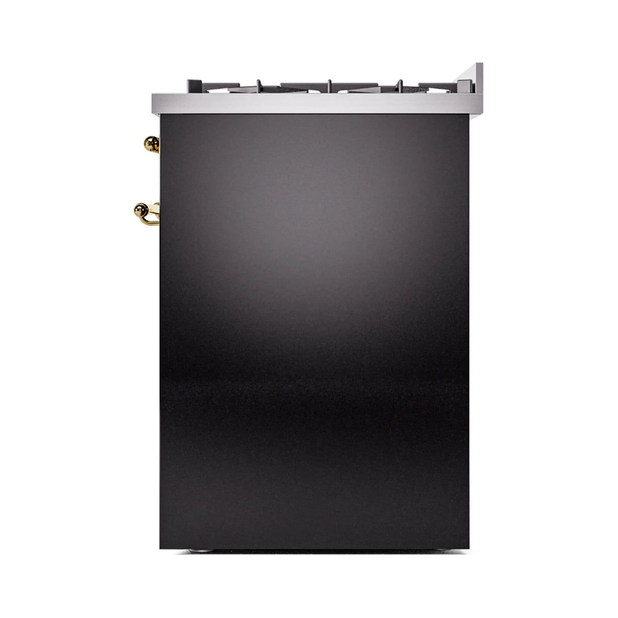 ILVE Nostalgie II 30-Inch Freestanding Natural Gas Dual Fuel Range in Glossy Black with Brass Trim (UP30NMPBKG)