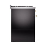 ILVE Nostalgie II 30-Inch Dual Fuel Freestanding Range in Glossy Black with Brass Trim (UP30NMPBKGLP)