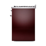 ILVE Nostalgie II 30-Inch Dual Fuel Freestanding Range in Burgundy with Chrome Trim (UP30NMPBUCLP)