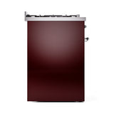 ILVE Nostalgie II 30-Inch Dual Fuel Freestanding Range in Burgundy with Chrome Trim (UP30NMPBUCLP)