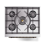 ILVE Nostalgie II 30-Inch Dual Fuel Freestanding Range in Emerald Green with Bronze Trim (UP30NMPEGBLP)