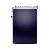 ILVE Nostalgie II 30-Inch Dual Fuel Freestanding Range in Midnight Blue with Chrome Trim (UP30NMPMBCLP)