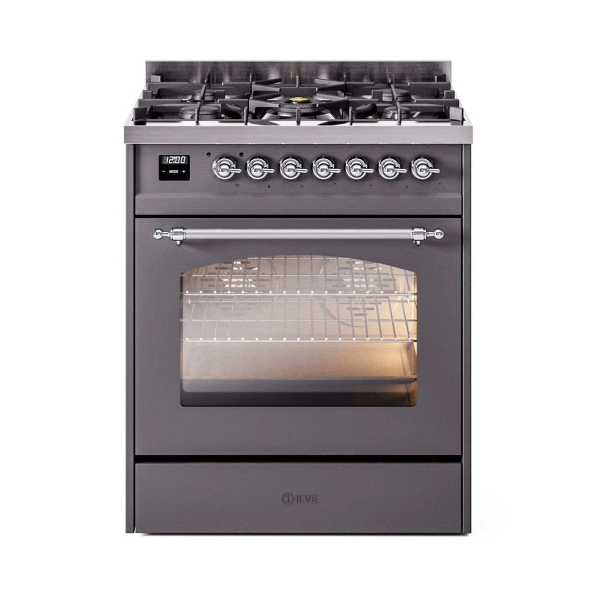 ILVE Nostalgie II 30-Inch Dual Fuel Freestanding Range in Matte Graphi ...