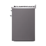 ILVE Nostalgie II 30-Inch Dual Fuel Freestanding Range in Matte Graphite with Chrome Trim (UP30NMPMGCLP)