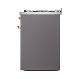 ILVE Nostalgie II 30-Inch Dual Fuel Freestanding Range in Matte Graphite with Copper Trim (UP30NMPMGPLP)