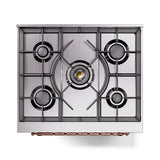 ILVE Nostalgie II 30-Inch Dual Fuel Freestanding Range in Matte Graphite with Copper Trim (UP30NMPMGPLP)