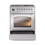 ILVE Nostalgie II 30-Inch Freestanding Natural Gas Dual Fuel Range in Stainless Steel with Chrome Trim (UP30NMPSSC)