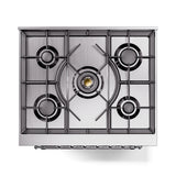 ILVE Nostalgie II 30-Inch Freestanding Natural Gas Dual Fuel Range in Stainless Steel with Chrome Trim (UP30NMPSSC)