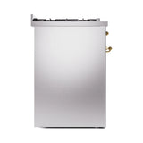 ILVE Nostalgie II 30-Inch Freestanding Natural Gas Dual Fuel Range in Stainless Steel with Brass Trim (UP30NMPSSG)
