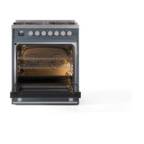 ILVE Professional Plus II 30-Inch Natural Gas Dual Fuel Range with Solid Door in Blue Grey (UP30QMPBG)