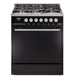 ILVE Professional Plus II 30-Inch Natural Gas Dual Fuel Range with Solid Door in Glossy Black (UP30QMPBK)