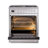 ILVE Professional Plus II 30-Inch Natural Gas Dual Fuel Range with Solid Door in Stainless Steel (UP30QMPSS)