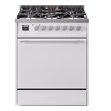 ILVE Professional Plus II 30-Inch Natural Gas Dual Fuel Range with Solid Door in White (UP30QMPWH)