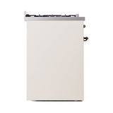 ILVE Nostalgie II 30-Inch Natural Gas Dual Fuel Range with Solid Door in Antique White and Bronze Trim (UP30QNMPAWB)