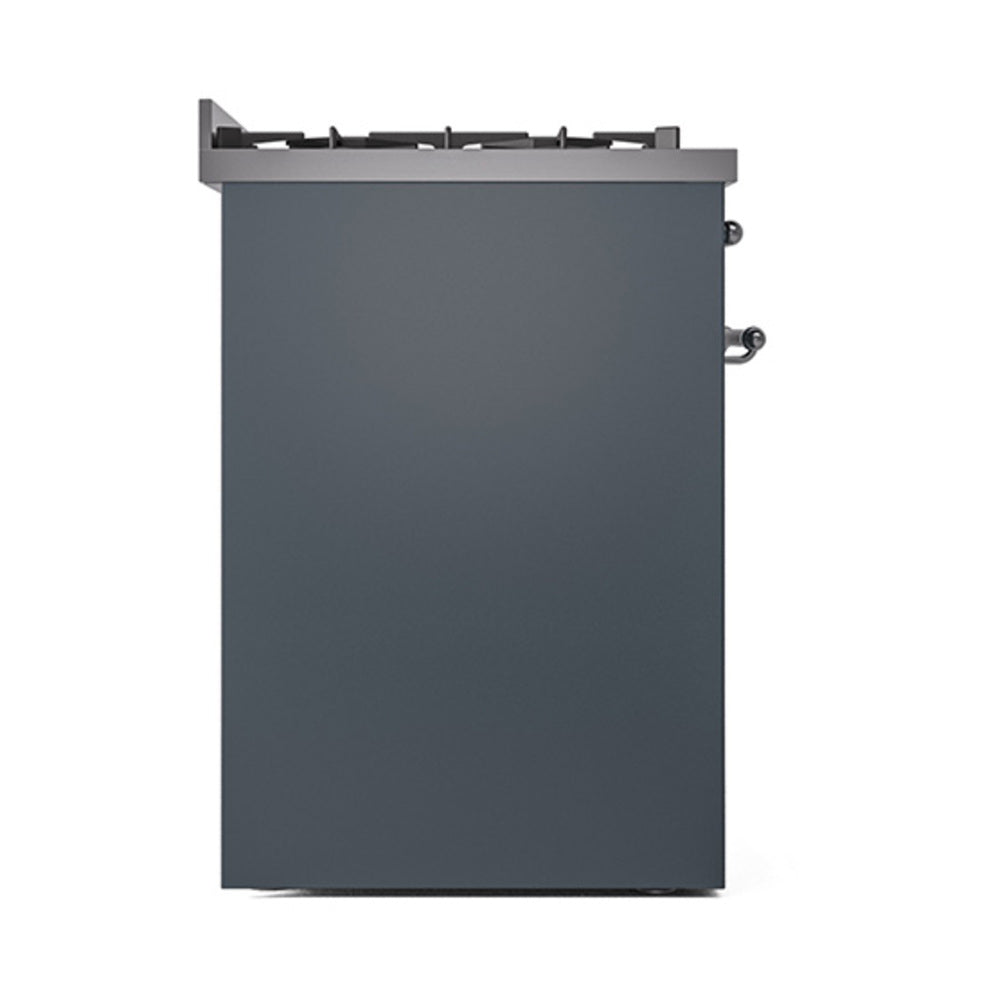 ILVE Nostalgie II 30-Inch Propane Gas Dual Fuel Range with Solid Door in Blue Grey with Bronze Trim (UP30QNMPBGBLP)