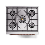 ILVE Nostalgie II 30-Inch Natural Gas Dual Fuel Range with Solid Door in Glossy Black with Copper Trim (UP30QNMPBKP)