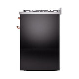 ILVE Nostalgie II 30-Inch Natural Gas Dual Fuel Range with Solid Door in Glossy Black with Copper Trim (UP30QNMPBKP)