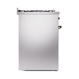 ILVE Nostalgie II 30-Inch Natural Gas Dual Fuel Range with Solid Door in Stainless Steel with Bronze Trim (UP30QNMPSSB)