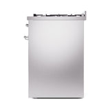 ILVE Nostalgie II 30-Inch Natural Gas Dual Fuel Range with Solid Door in Stainless Steel with Chrome Trim (UP30QNMPSSC)