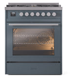ILVE 30-Inch Professional Plus II Propane Gas Dual Fuel Range with 5 Burners in Blue Grey (UP30WMPBGLP)