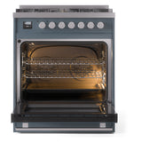 ILVE 30-Inch Professional Plus II Propane Gas Dual Fuel Range with 5 Burners in Blue Grey (UP30WMPBGLP)