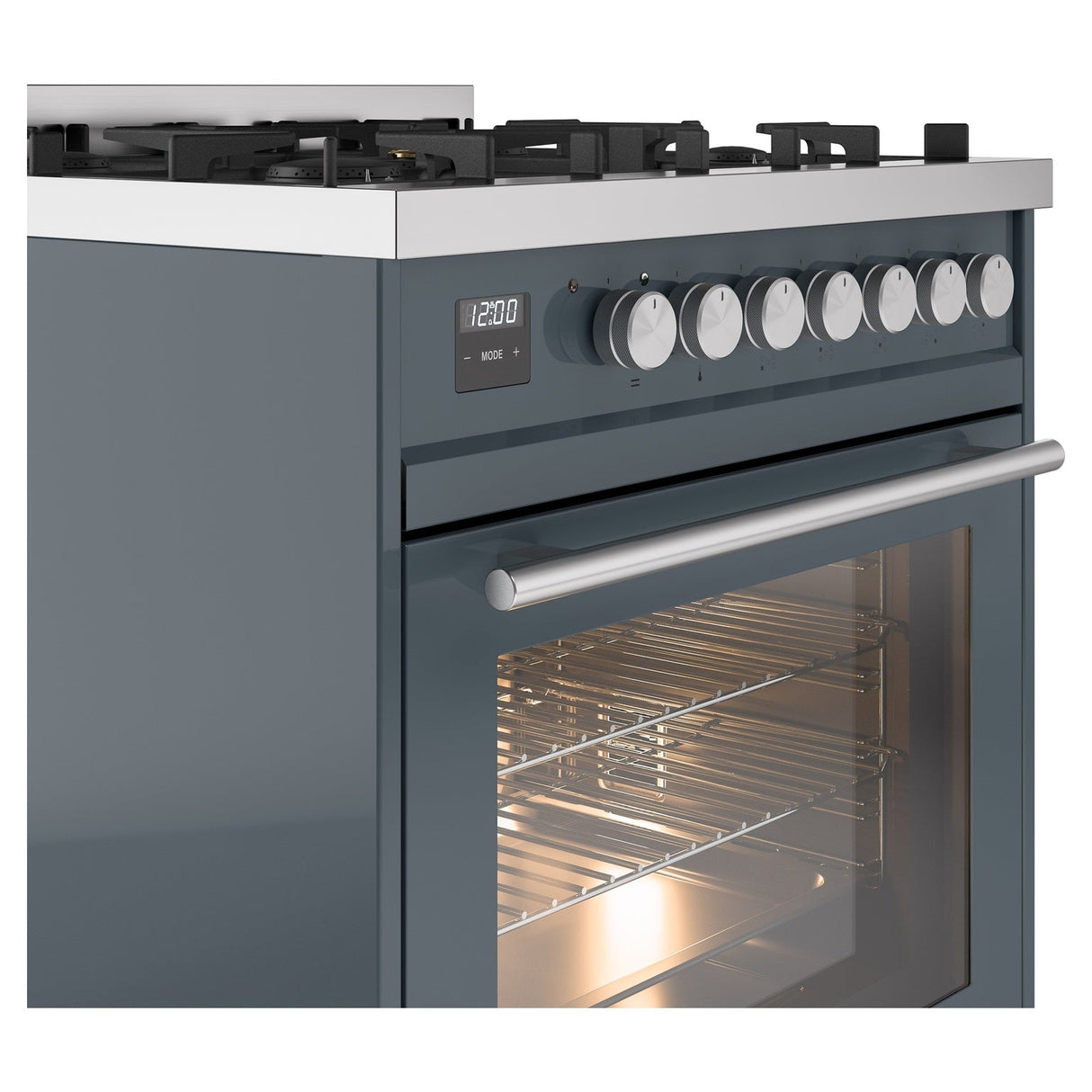 ILVE 30-Inch Professional Plus II Propane Gas Dual Fuel Range with 5 Burners in Blue Grey (UP30WMPBGLP)
