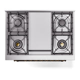 ILVE Nostalgie II 36-Inch Dual Fuel Freestanding Range in Blue Grey with Bronze Trim (UP36FNMPBGBLP)