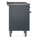 ILVE Nostalgie II 36-Inch Dual Fuel Freestanding Range in Blue Grey with Bronze Trim (UP36FNMPBGBLP)