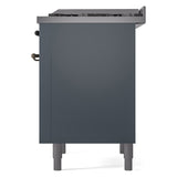 ILVE Nostalgie II 36-Inch Dual Fuel Freestanding Range in Blue Grey with Bronze Trim (UP36FNMPBGBLP)