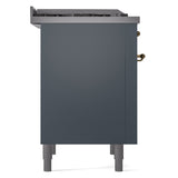 ILVE Nostalgie II 36-Inch Freestanding Natural Gas Dual Fuel Range in Blue Grey with Brass Trim (UP36FNMPBGG)