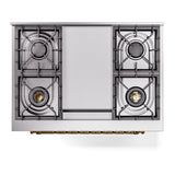 ILVE Nostalgie II 36-Inch Dual Fuel Freestanding Range in Custom RAL with Brass Trim (UP36FNMPRAGLP)