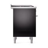 ILVE 36-Inch Professional Plus II Propane Gas Dual Fuel Range with 6 Burners and Solid Door in Glossy Black (UP36FQMPBKLP)