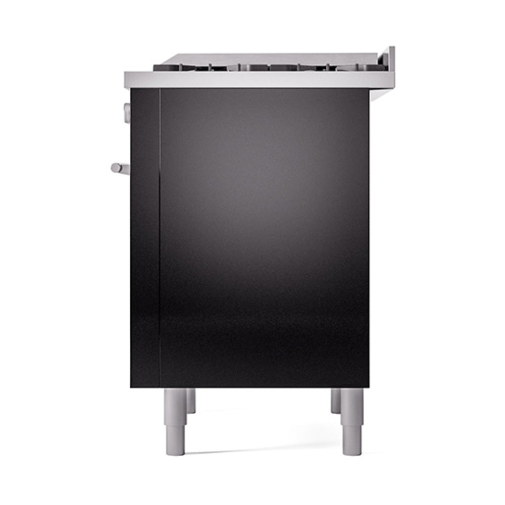 ILVE 36-Inch Professional Plus II Propane Gas Dual Fuel Range with 6 Burners and Solid Door in Glossy Black (UP36FQMPBKLP)