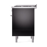 ILVE 36-Inch Professional Plus II Propane Gas Dual Fuel Range with 6 Burners and Solid Door in Glossy Black (UP36FQMPBKLP)