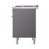 ILVE 36-Inch Professional Plus II Propane Gas Dual Fuel Range with 6 Burners and Solid Door in Matte Graphite (UP36FQMPMGLP)