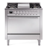 ILVE 36-Inch Professional Plus II Natural Gas Dual Fuel Range with 6 Burners and Solid Door Oven in Stainless Steel (UP36FQMPSS)