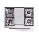 ILVE 36-Inch Professional Plus II Natural Gas Dual Fuel Range with 6 Burners and Solid Door Oven in Stainless Steel (UP36FQMPSS)