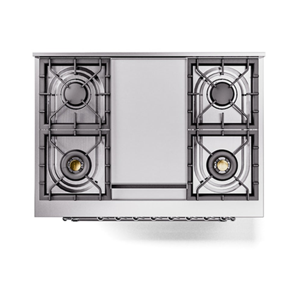 ILVE 36-Inch Nostalgie II Propane Gas Dual Fuel Range with 6 Burners and Solid Door Oven in Burgundy with Chrome Trim (UP36FQNMPBUCLP)