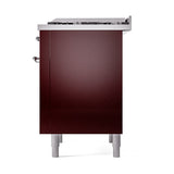 ILVE 36-Inch Nostalgie II Propane Gas Dual Fuel Range with 6 Burners and Solid Door Oven in Burgundy with Chrome Trim (UP36FQNMPBUCLP)