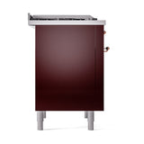 ILVE 36-Inch Nostalgie II Propane Gas Dual Fuel Range with 6 Burners and Solid Door Oven in Burgundy with Copper Trim (UP36FQNMPBUPLP)