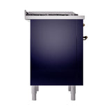 ILVE 36-Inch Nostalgie II Natural Gas Dual Fuel Range with 6 Burners and Solid Door Oven in Midnight Blue with Bronze Trim (UP36FQNMPMBB)