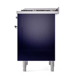 ILVE 36-Inch Nostalgie II Propane Gas Dual Fuel Range with 6 Burners and Solid Door Oven in Midnight Blue with Chrome Trim (UP36FQNMPMBCLP)