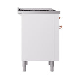 ILVE 36-Inch Nostalgie II Natural Gas Dual Fuel Range with 6 Burners and Solid Door Oven in White with Copper Trim (UP36FQNMPWHP)