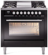 ILVE 36-Inch Professional Plus II Freestanding Natural Gas Dual Fuel Range with 6 Sealed Burner in Black (UP36FWMPBK)