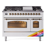 ILVE Nostalgie II 48-Inch Freestanding Natural Gas Dual Fuel Range in Custom RAL with Bronze Trim (UP48FNMPRAB)