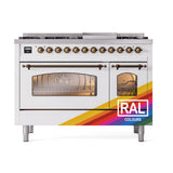 ILVE Nostalgie II 48-Inch Dual Fuel Freestanding Range in Custom RAL with Bronze Trim (UP48FNMPRABLP)