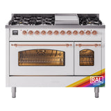 ILVE Nostalgie II 48-Inch Dual Fuel Freestanding Range in Custom RAL with Copper Trim (UP48FNMPRAPLP)
