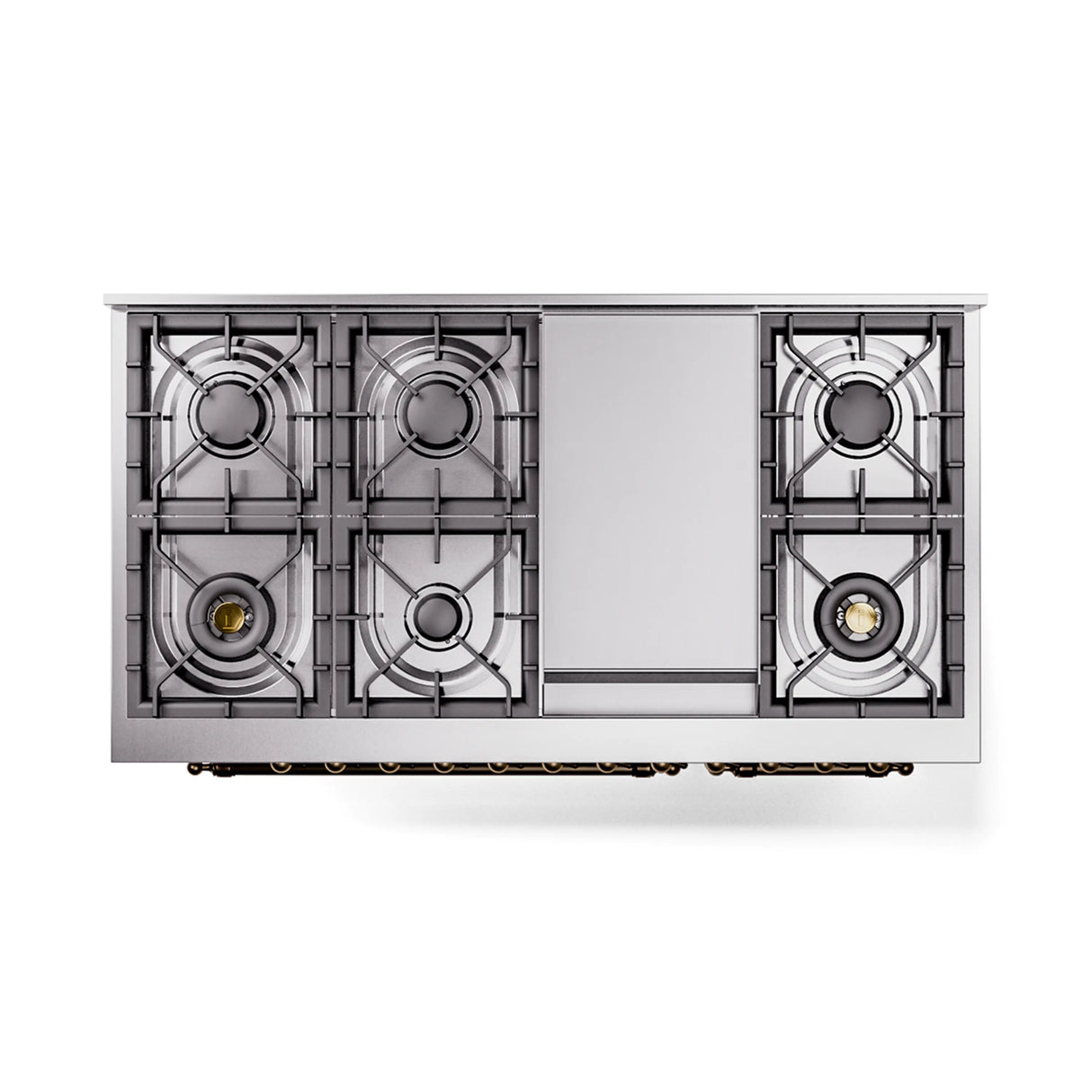 ILVE Nostalgie II Noblesse 48-Inch Freestanding Natural Gas Dual Fuel Range in White with Bronze Trim (UN48FNMPWHB)