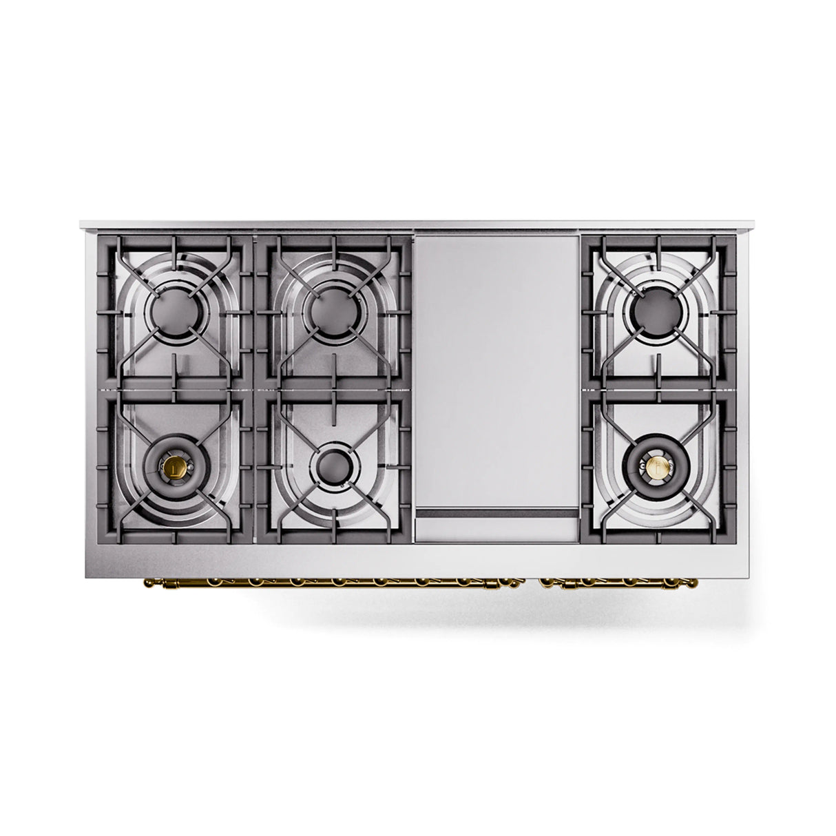 ILVE Nostalgie II Noblesse 48-Inch Freestanding Natural Gas Dual Fuel Range in White with Brass Trim (UN48FNMPWHG)