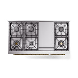 ILVE Nostalgie II Noblesse 48-Inch Freestanding Natural Gas Dual Fuel Range in White with Brass Trim (UN48FNMPWHG)